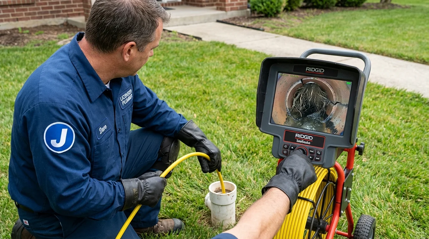 Sewer camera inspection being performed by Johns Plumbing LLC in Fairfield Bay