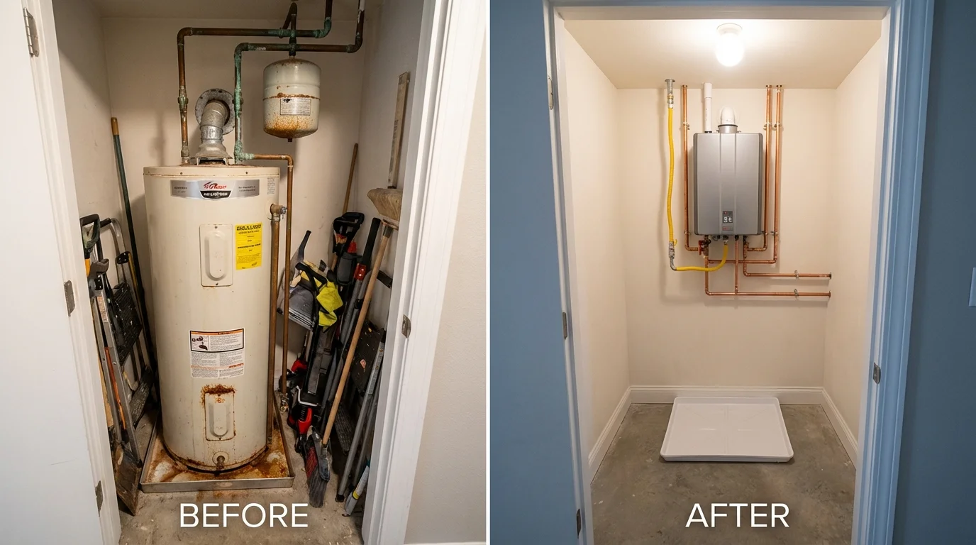 Tank water heater versus wall-mounted tankless unit comparison for Fairfield Bay, AR homeowners
